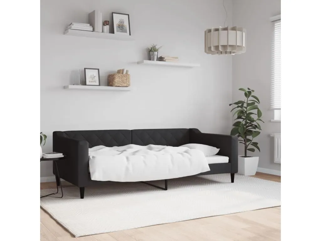 Sofá cama tela negro 90x190 cm