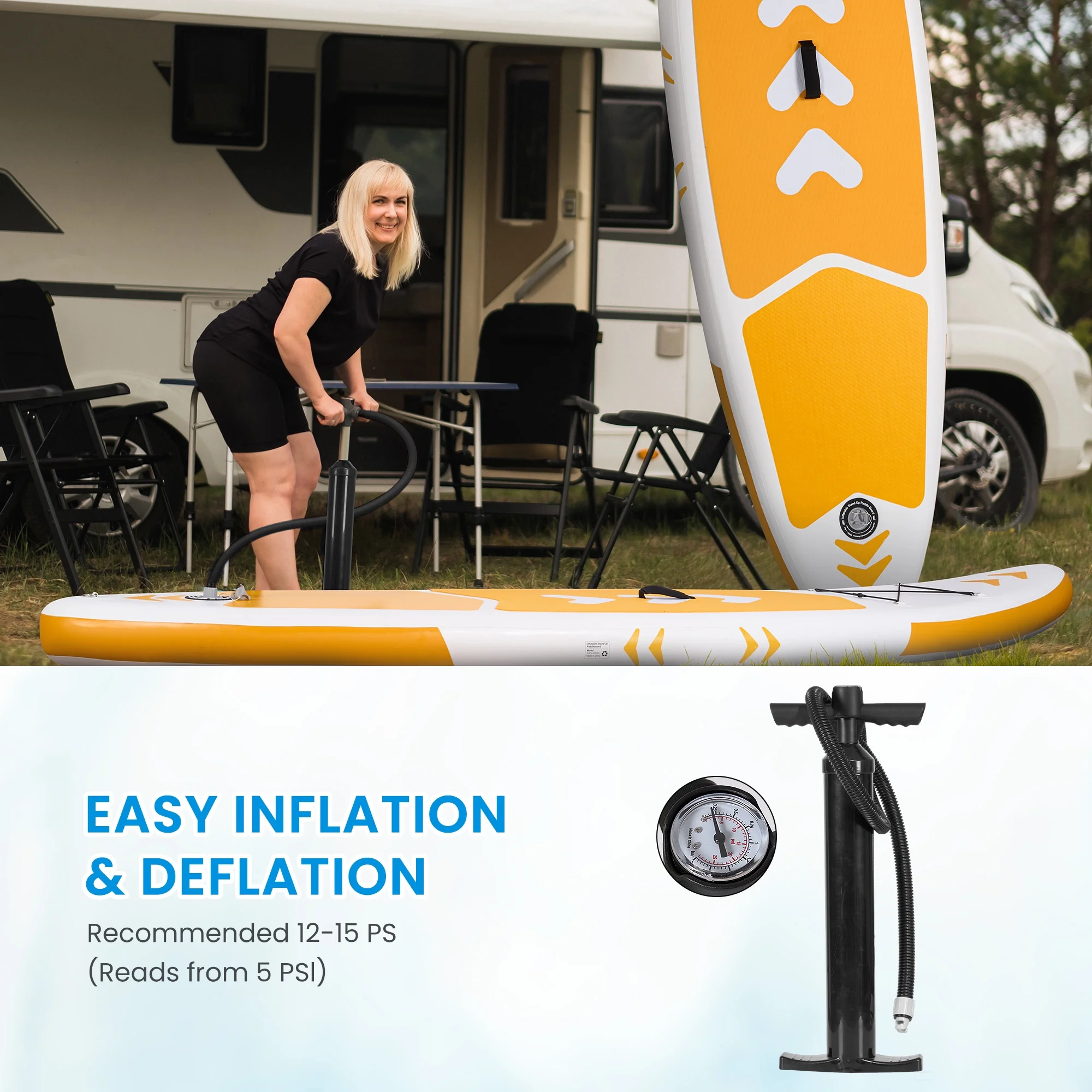 Naipo 120"x30"x6" Inflatable Paddle Board Stand Up Paddle Board SUP Board Ultra-Light (17LBS) For Summer Surfing, Orange - Image 5