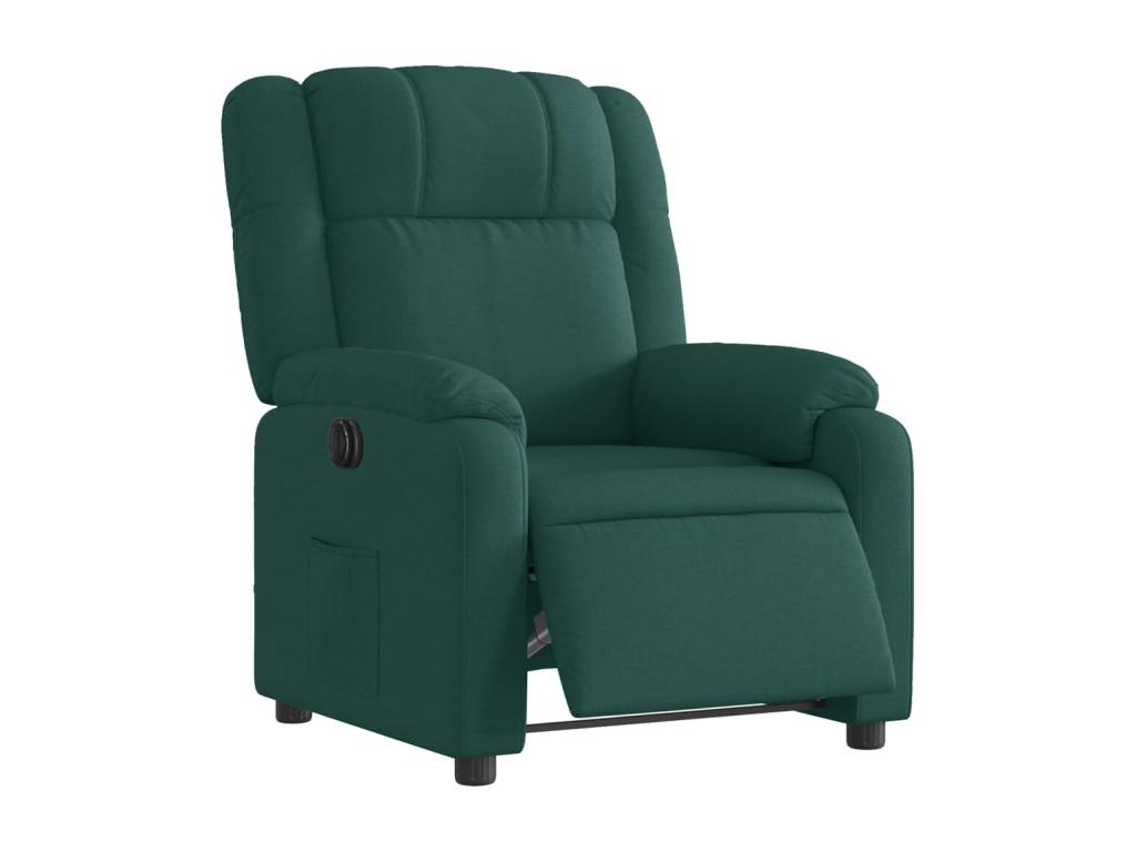 Sillón reclinable eléctrico tela verde oscuro