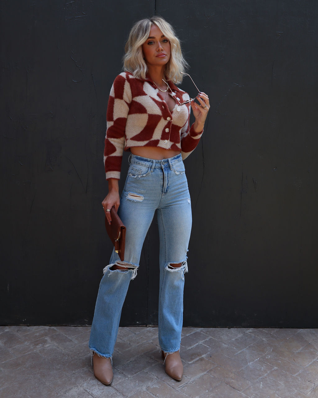 Janet Fuzzy Knit Collared Cardigan - Se7enfashion