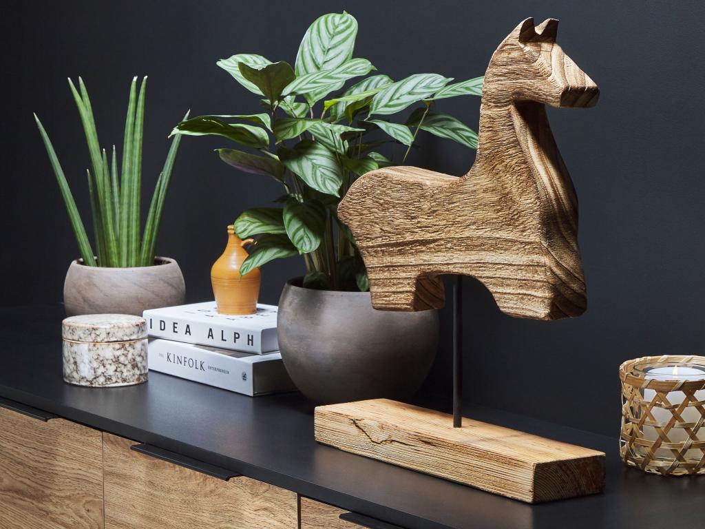 Figura decorativa COLIMA Madera de paulownia Campestre Rústico Madera clara