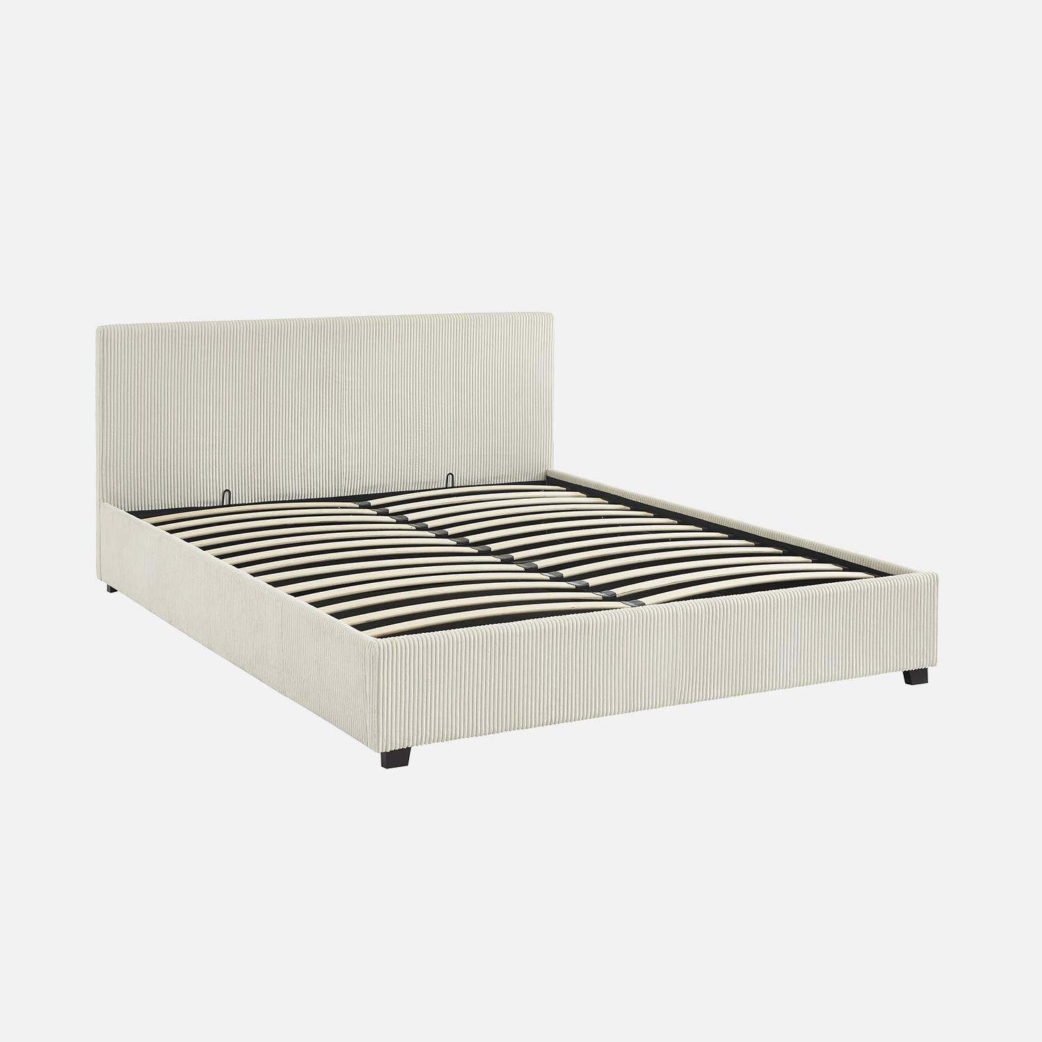 Avalon - Cama con somier abatible y cabecero 160x200cm, acabado en pana fina