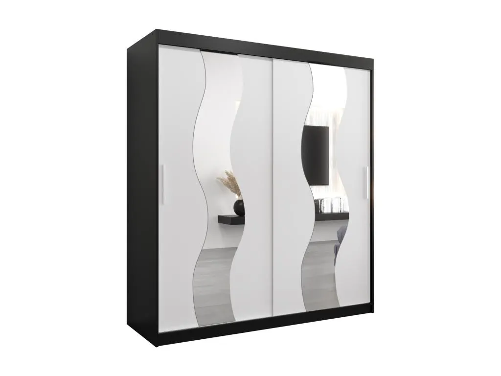 Armario Luxmbls de puertas correderas 200/180/62 2 puertas (negro/blanco) 91139ONMX