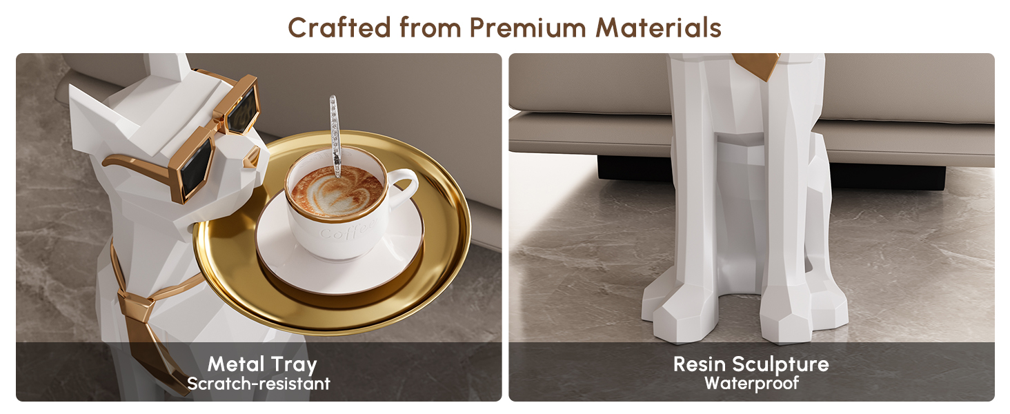 Beautiful and Elegant Decorative Pieces for Home, Dog Side Table with Tray and Storage