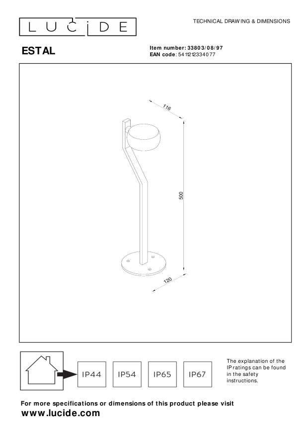 Lucide ESTAL Sokkellamp - Roest bruin