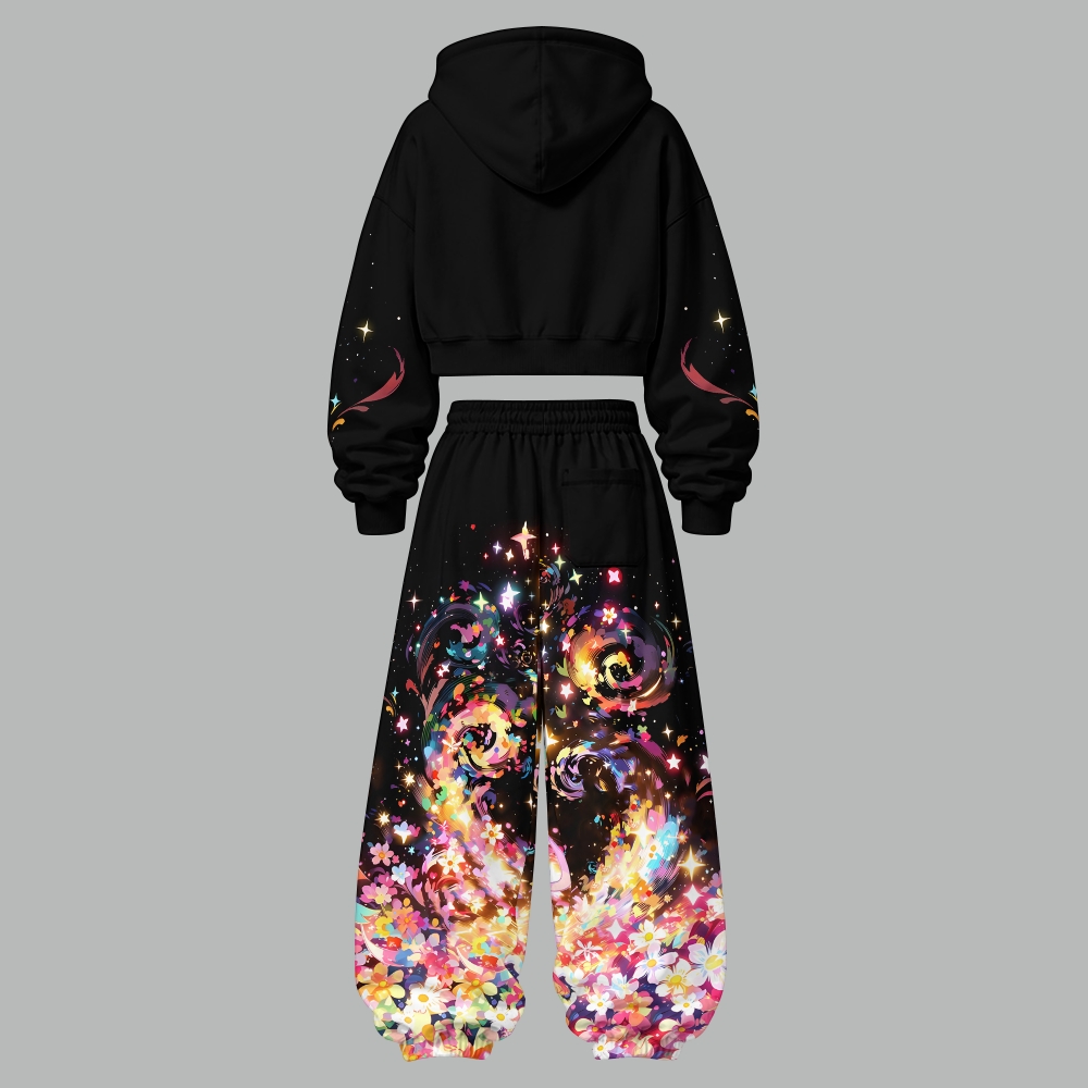 Pokémon Women's Cropped Long Sleeve Hoodie & High Waist Jogger Pants Two Piece Tracksuit Set TeeThreads Sustain the Scene with Custom Apparel