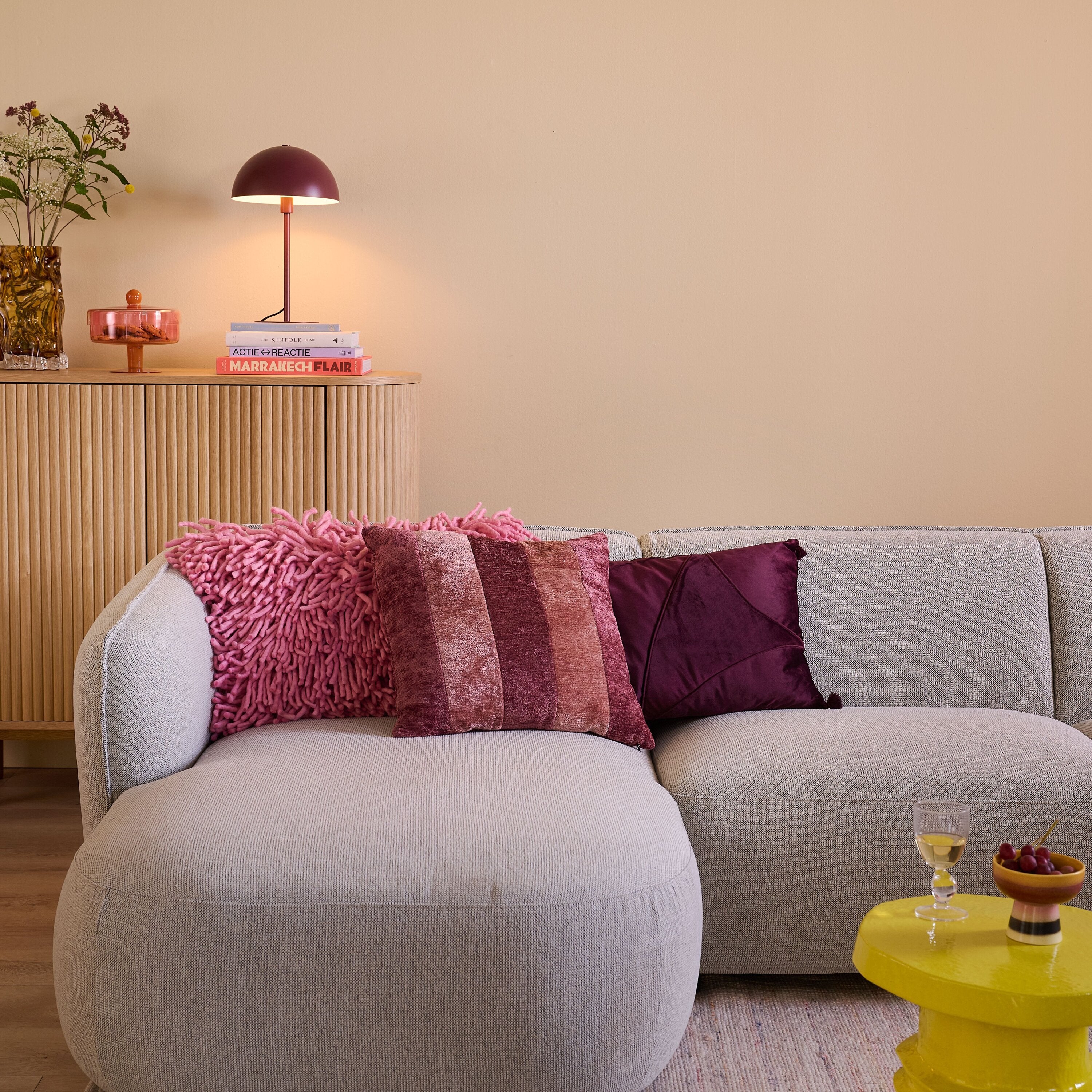 by fonQ Groove Sierkussen Set van 2 - Aubergine