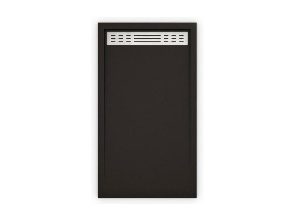 Plato de ducha premium negro - 90x170cm - resina con cargas minerales