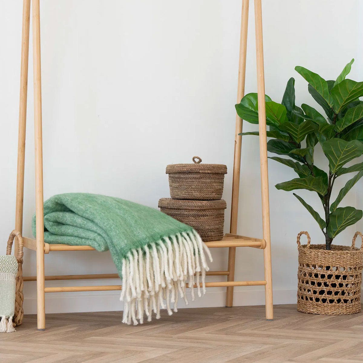 Artichok Petra Wollen Plaid Met Franjes Groen - 170 x 130 cm