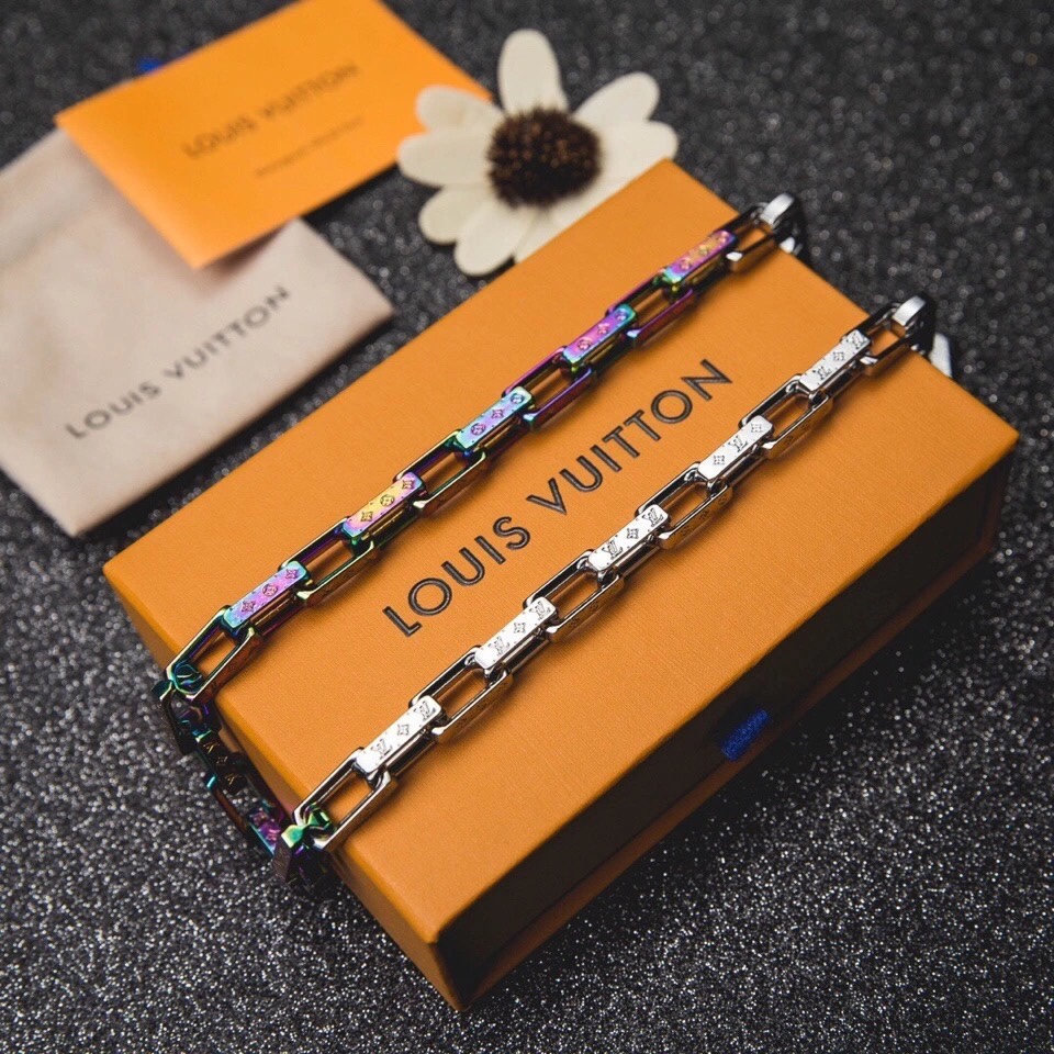 Louis Vuitton Mixed Color Cuban Chain Mens Necklace - Original Replica Club