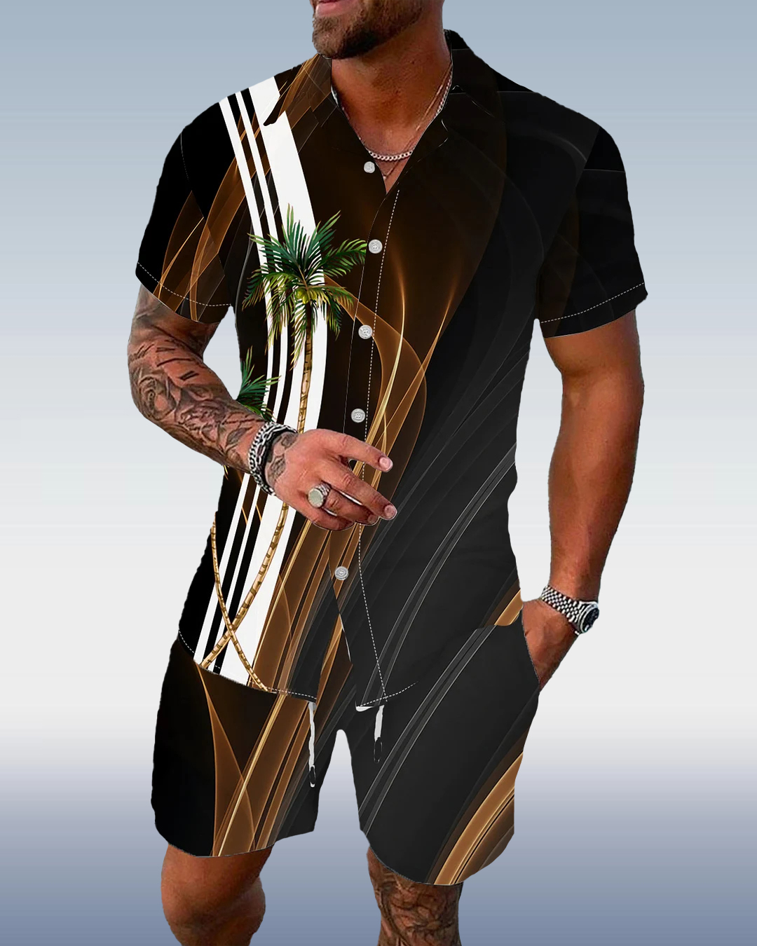 Suitmens Men's Hawaii Beach Vacations Short Sleeve Shirt Set 189