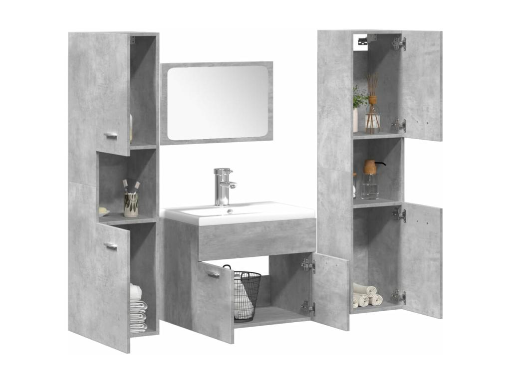 Juego de muebles de baño de 4 piezas en gris hormigón