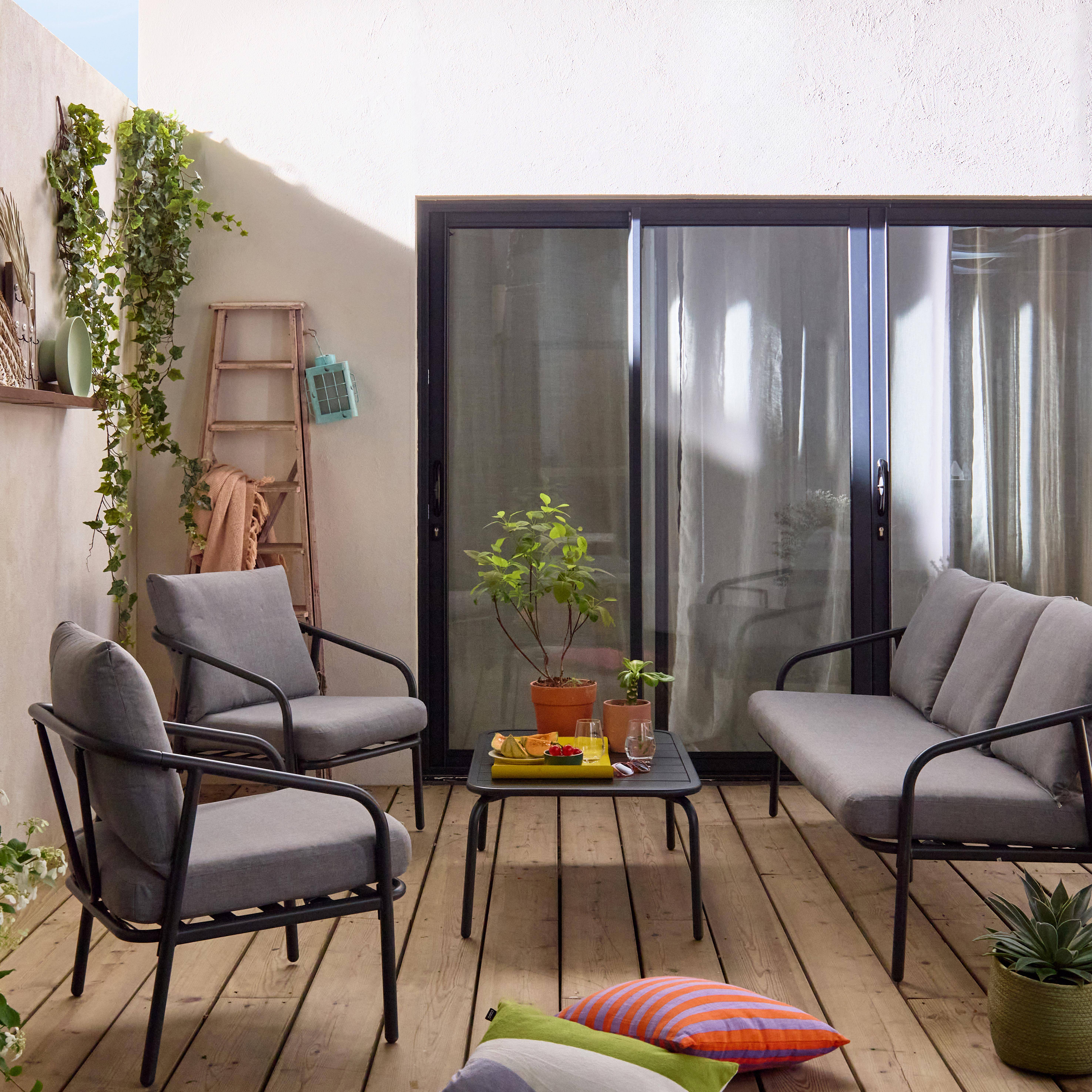 Messina 5 - Conjunto de muebles de jardín de acero, 5 plazas