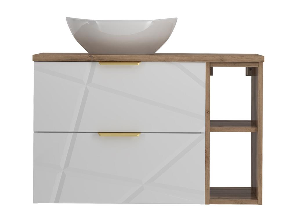 Mueble lavabo individual 80cm 2 compartimientos Aurora Blanco y Madera