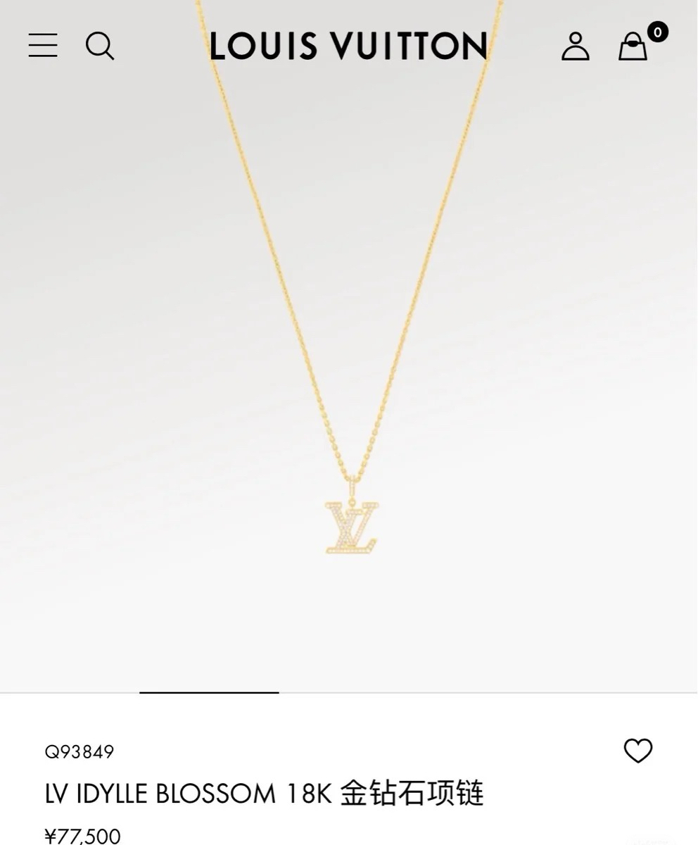 Louis Vuitton Full Diamond Paved LV Pendant Necklace - Original Replica Club