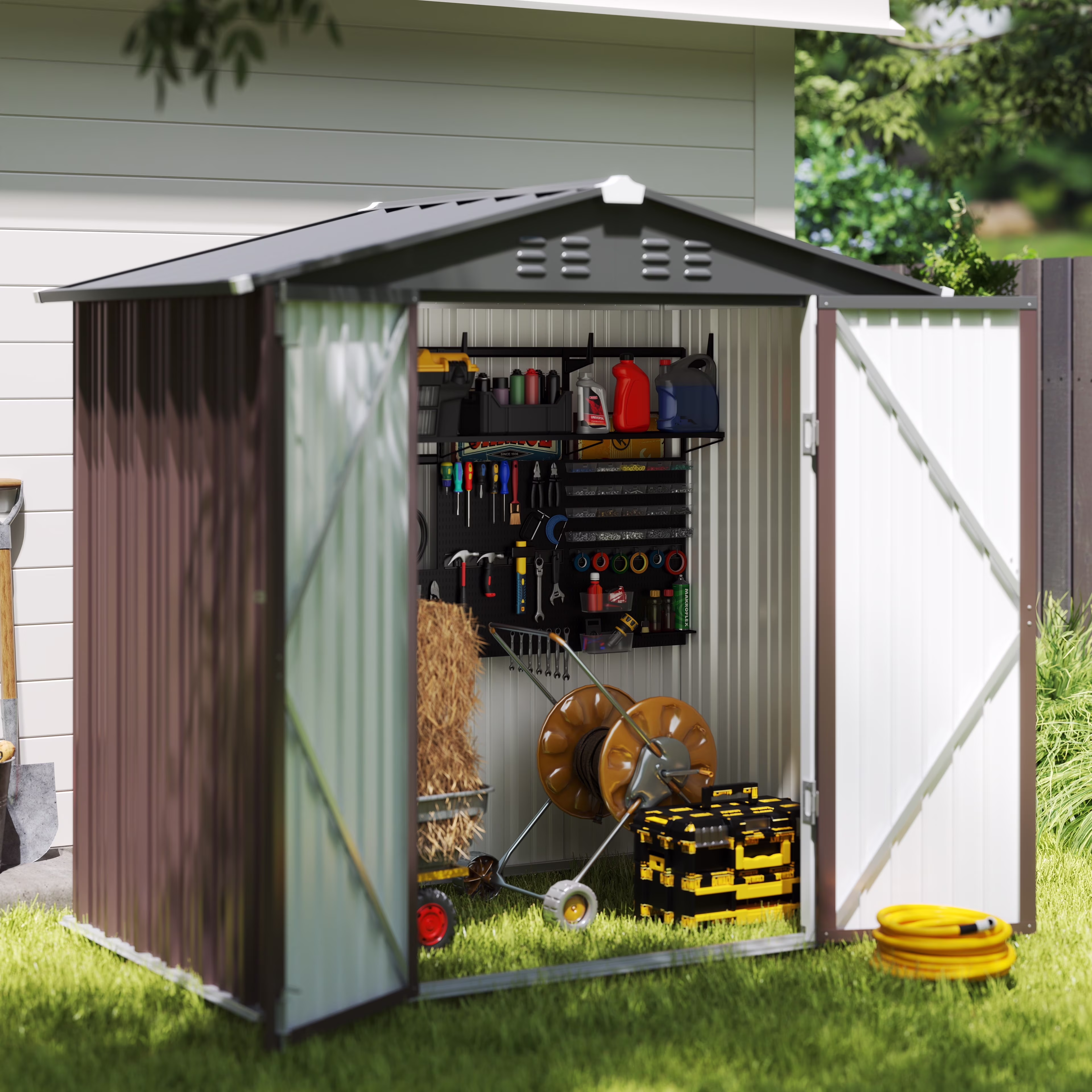 5'x3' Outdoor Storage Shed, Asofer Shed and Outdoor Storage Clearance, Weatherproof Tool Shed, Brown - Image 3