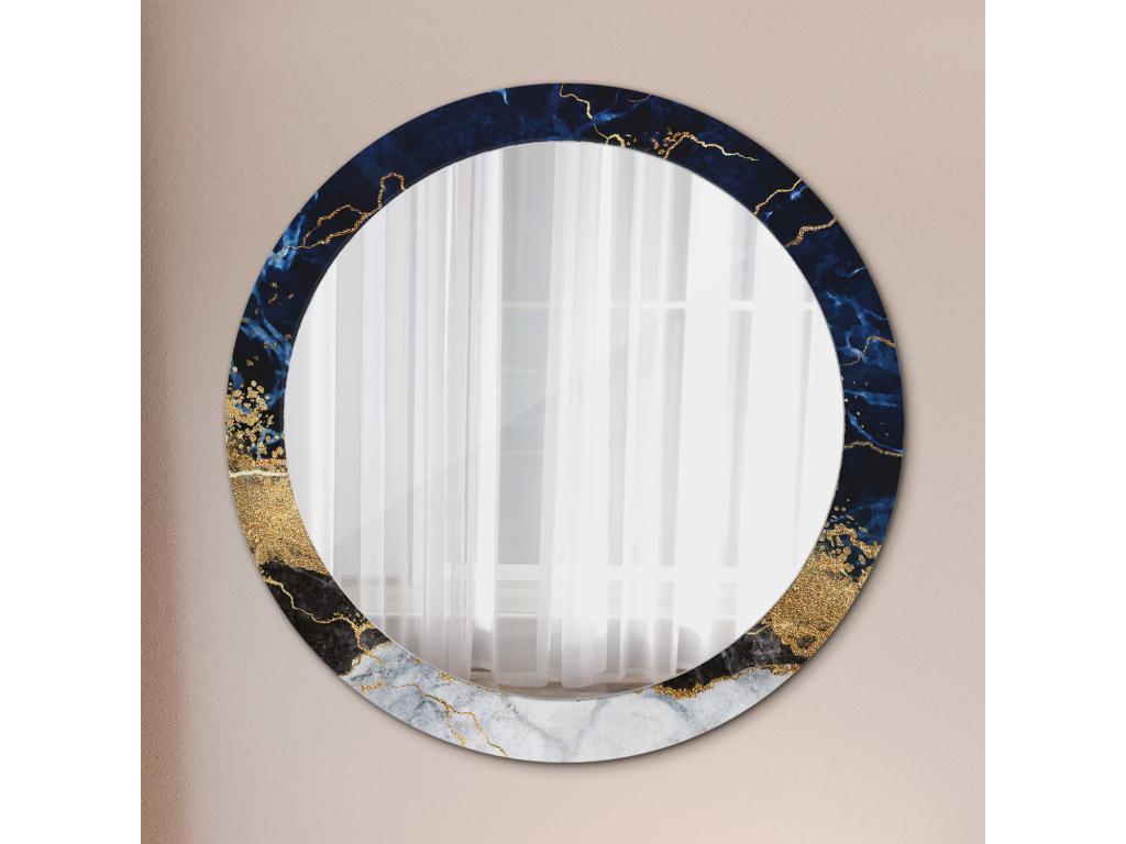 Espejo decorativo redondo - Mármol azul - 80 cm