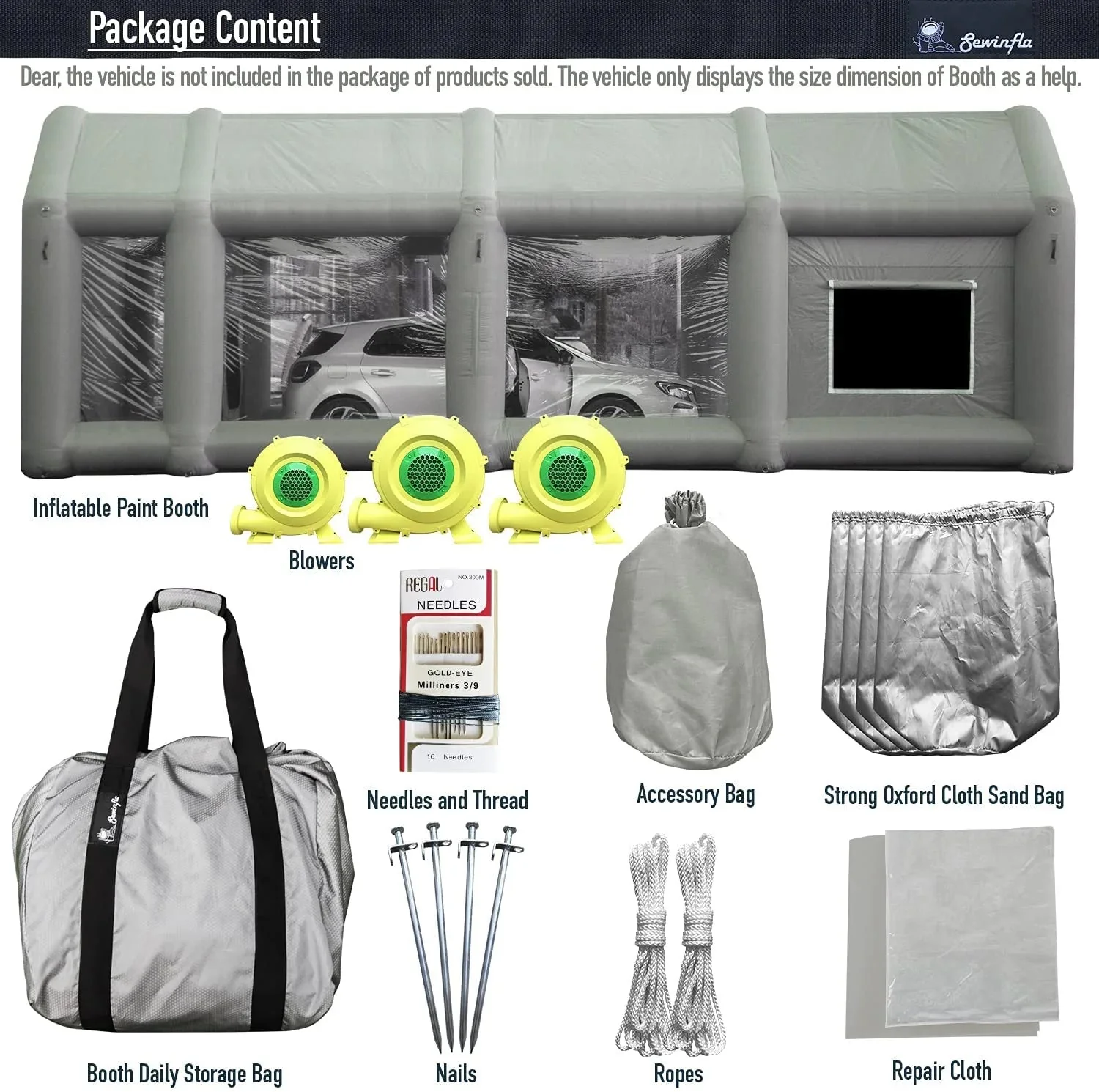 30 x 20 x 13-Ft. Inflatable Paint Booth with Blowers and Air Filter System
