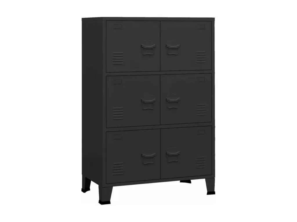 Baúl almacenaje industrial metal negro 75x40x115 cm ulo3386564