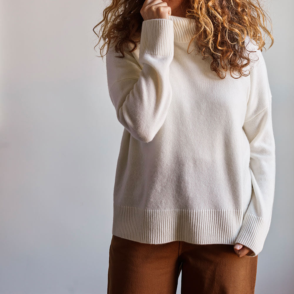 Merci - Pull col cheminée en cachemire - Blanc Cassé