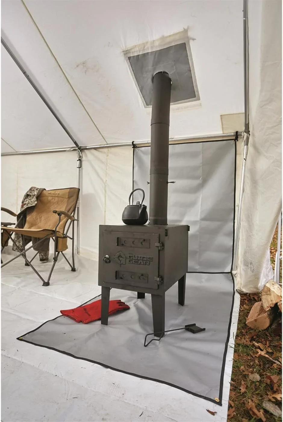 Guide Gear Large Outdoor Wood Burning Stove With Chimney Pipe - Image 2 Guide Gear Large Outdoor Wood Burning Stove With Chimney Pipe - Image 2