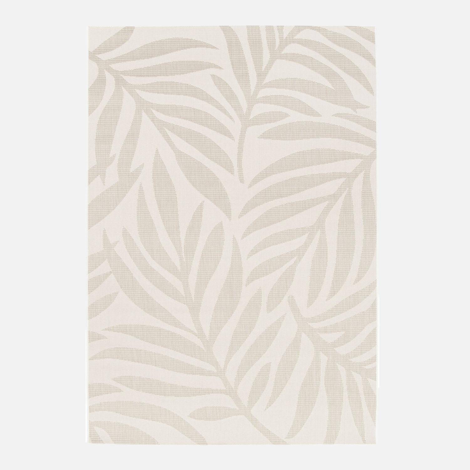 Kate - Alfombra interior/exterior motivo vegetal beige poliéster reciclado