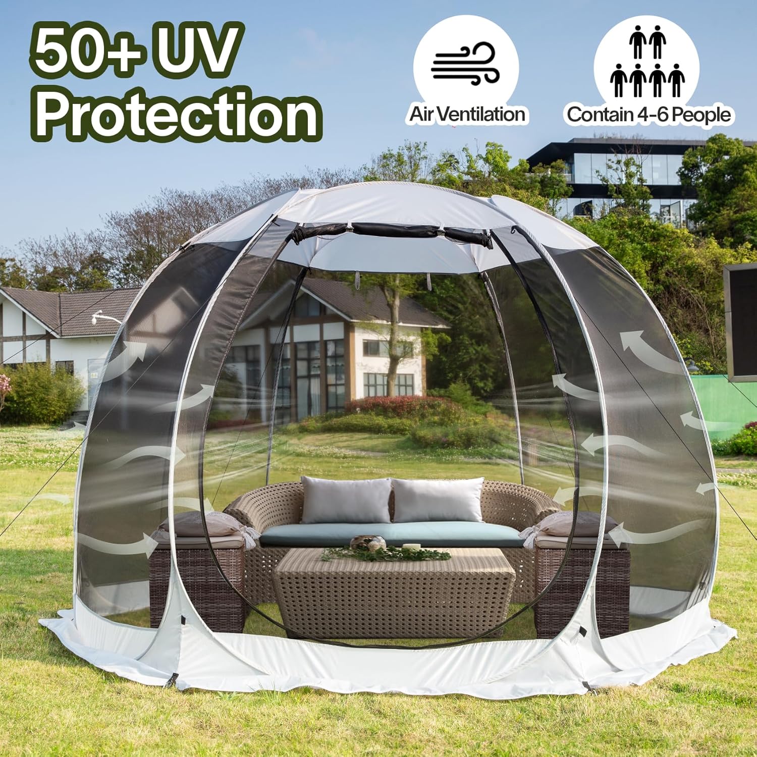 Screen gazebo sleeps 6-10-15 people Igloo-style canopy tent mosquito net on the sides Perfect