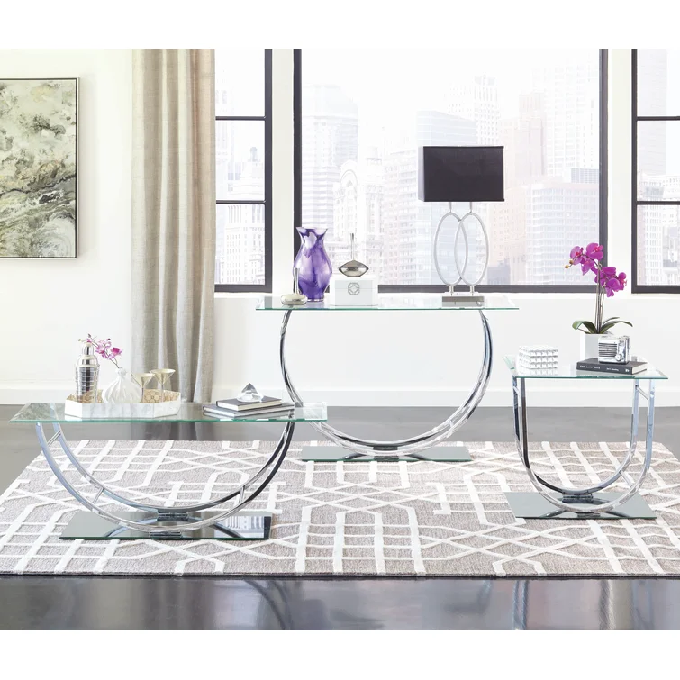 WAYFAIR Nyvian 2 - Piece Glass Top Living Room Table Set