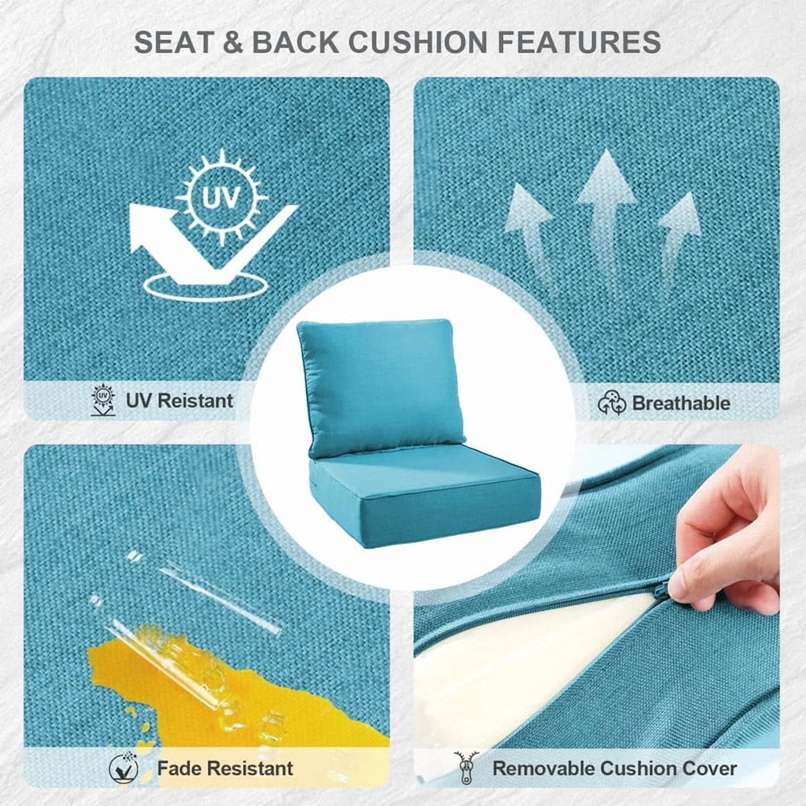 Bellefurn Outdoor Deep Seat Cushion 24 X 24 X 6 inch for Patio Furniture,Outdoor Chair Cushions Waterproof & Fade Resistant Patio Furniture Cushions for Wicker Chair, Sofa, Couch - Image 48