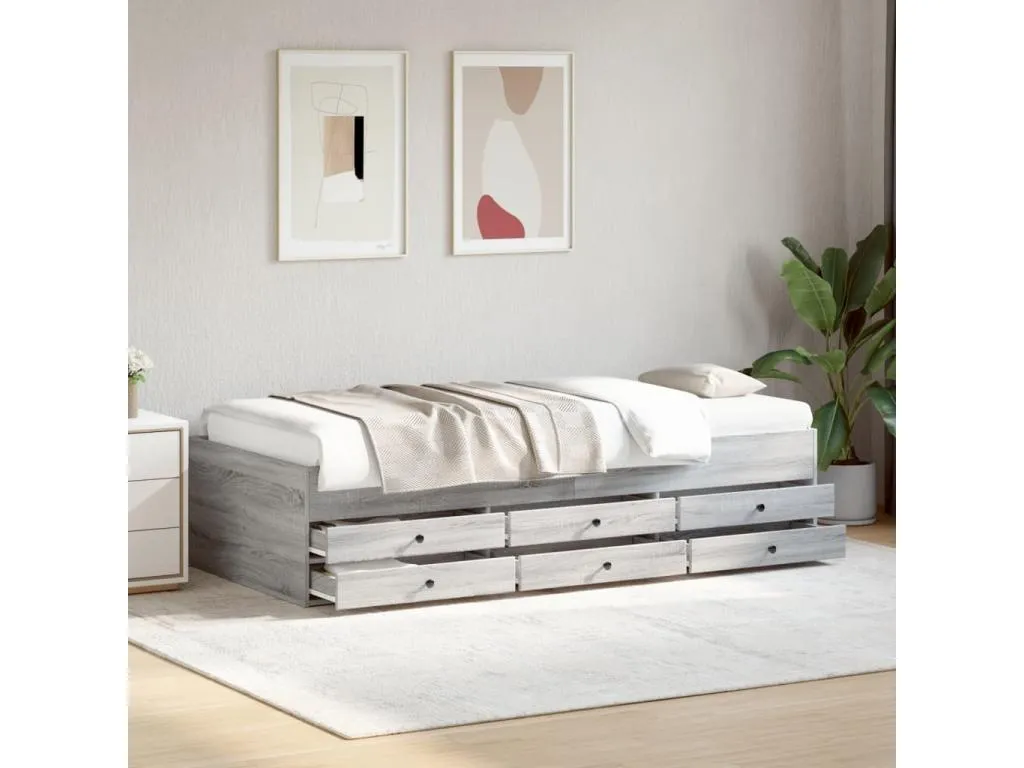 Sofá cama con cajones sin colchón gris Habitarluz 100x200 cm 21815LIAW