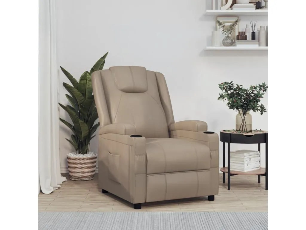 Sillón reclinable de cuero sintético color capuchino