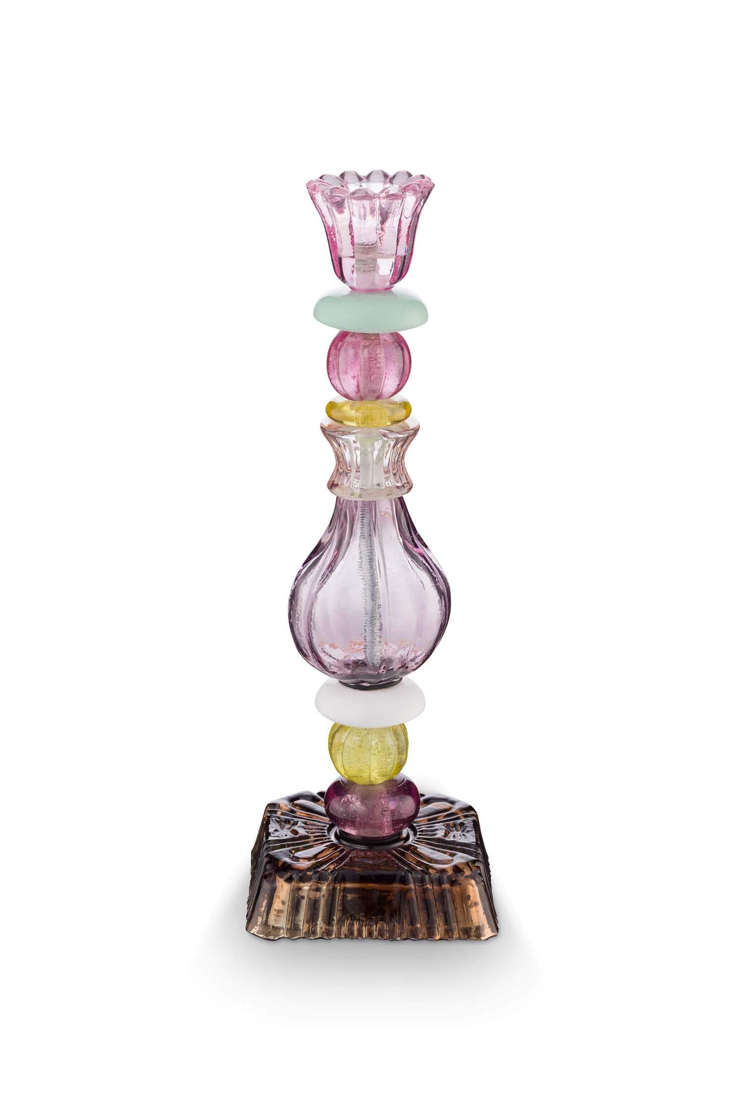 Candle Holder Glass Beads Lilac 28cm