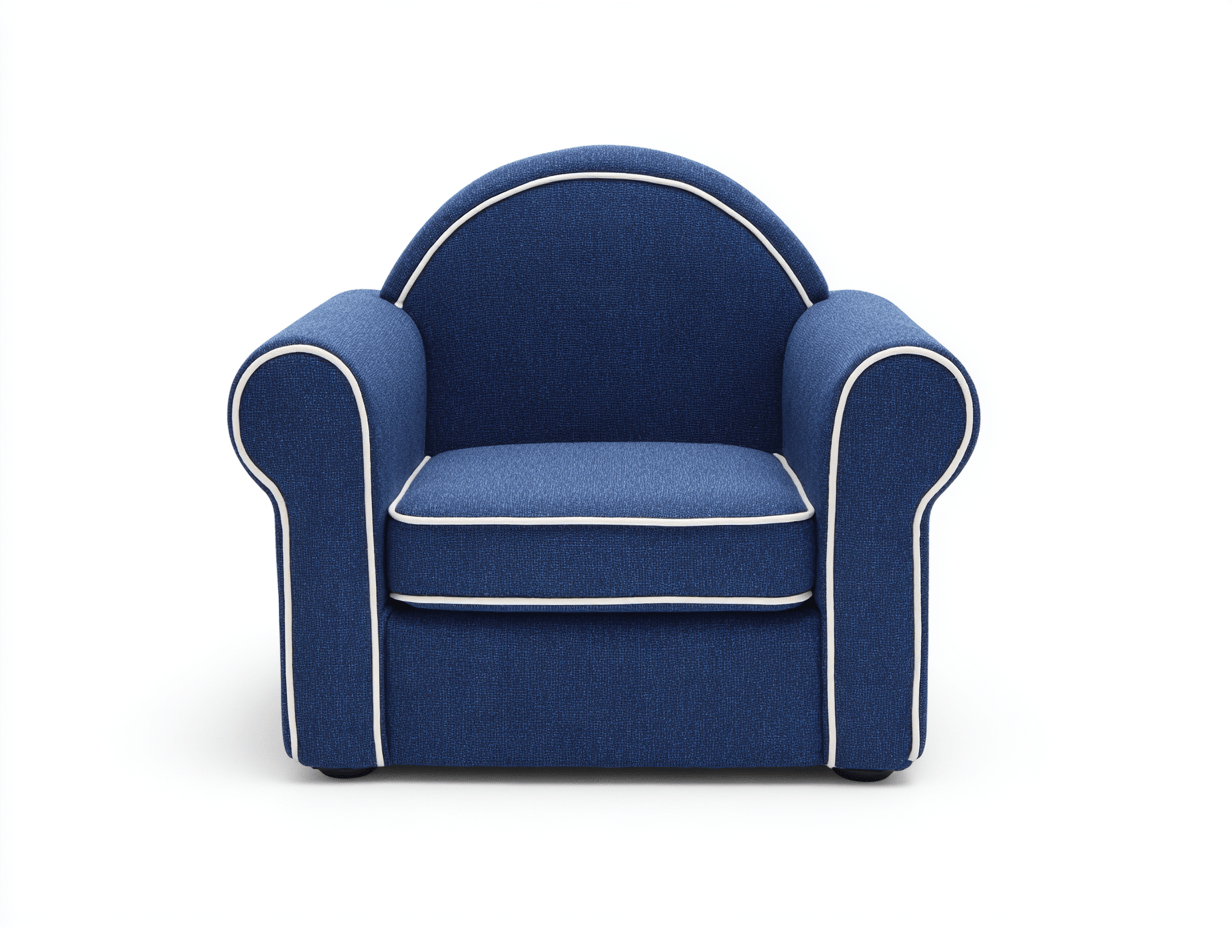 Sillón estilo club – tela – azul marino – con ribete blanco
