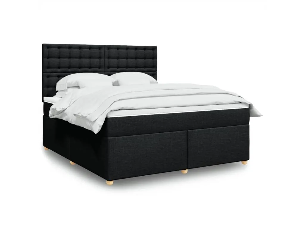 Cama box spring con colchón tela negro 180x200 cm atc3520602