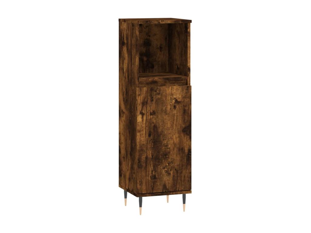 Armario de baño madera contrachapada roble ahumado 30x30x100 cm
