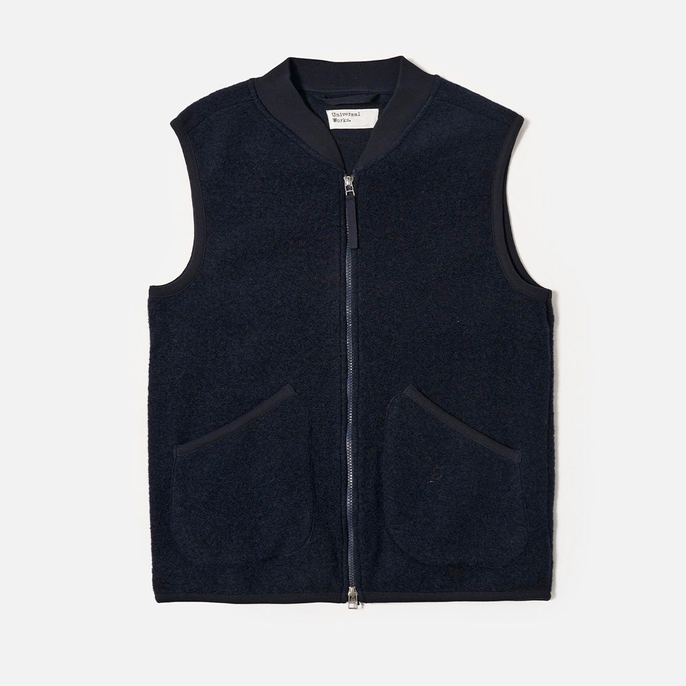 Universal Works - Veste Laine Zip - Marine
