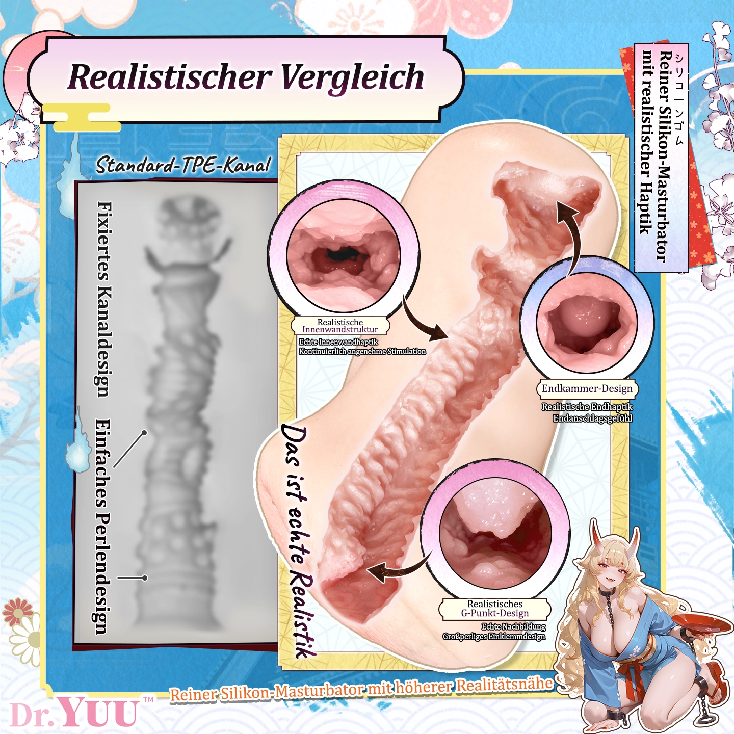 Dr.YUU Oni-kaku Hime Onahole aus 100% Silikon mit realistischer Aderstruktur – Bild 3