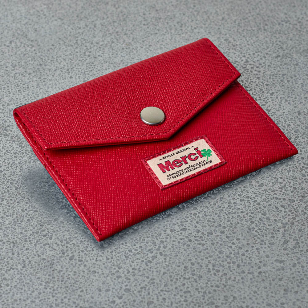 Merci - Porte Carte à Rabat - Rouge