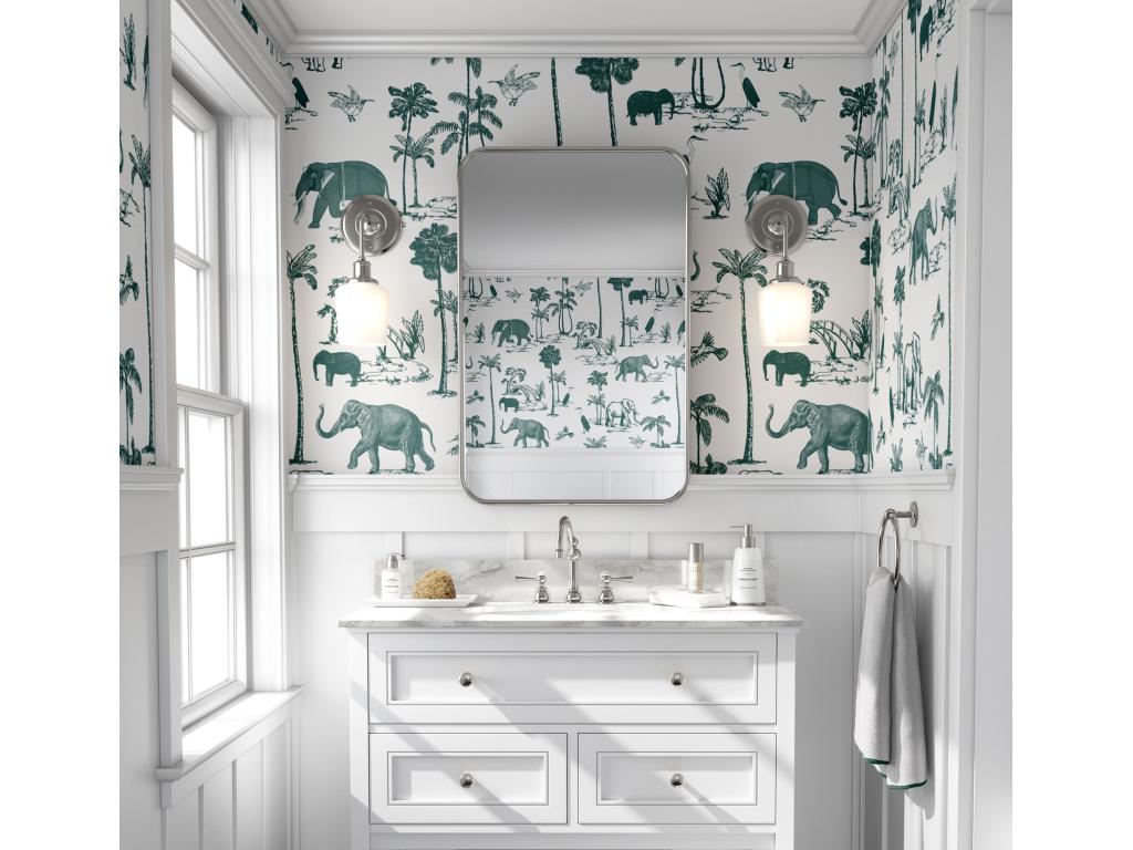 Papel pintado Elephant Toile Laocacasas y verde 135x300 cm