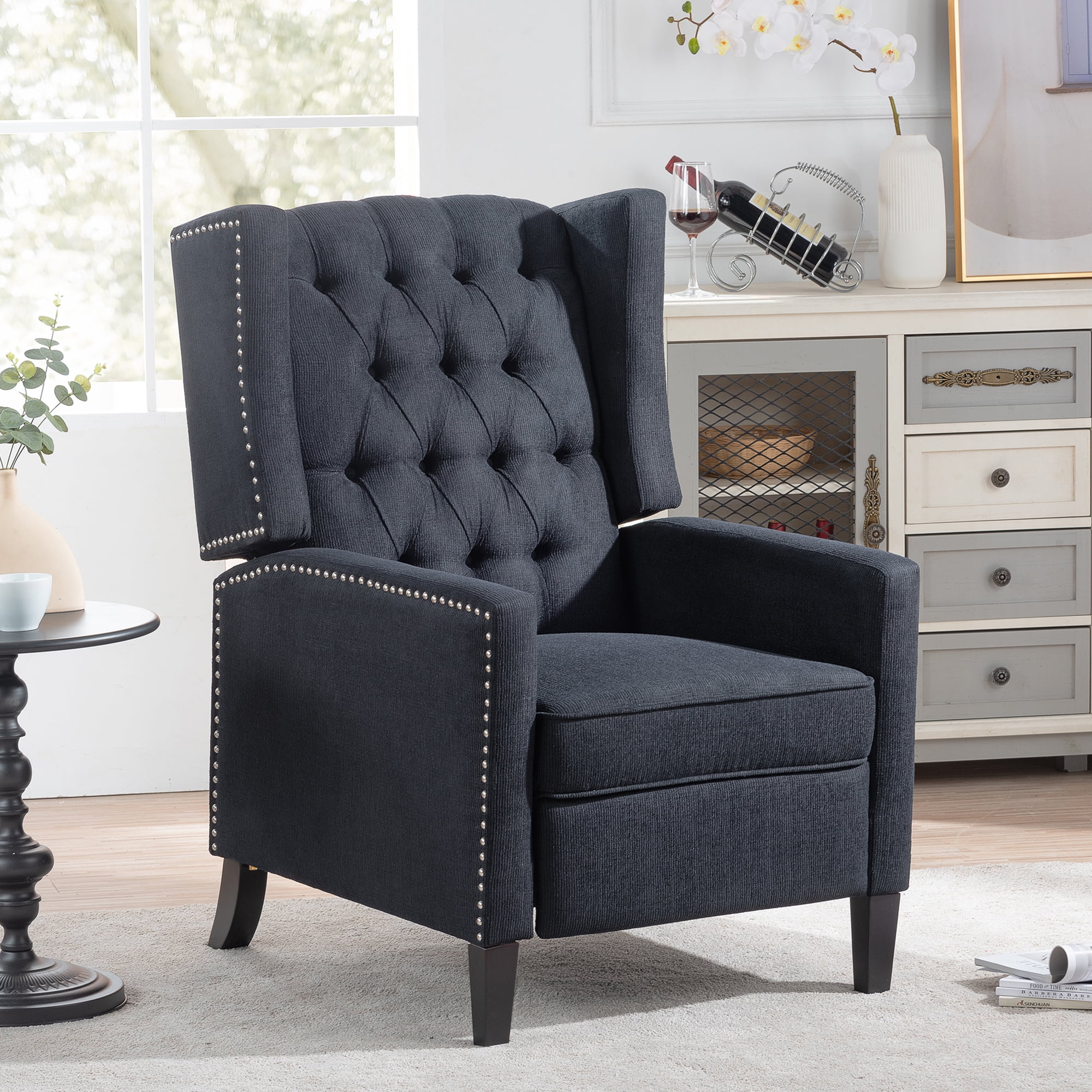 Recliner Chair, Living Room Chairs with Arms, Adjustable Single Reclining Sofa, Home Theater Seating Arm Chair with Thick Padded Seat, Footrest, Lounge Chair for Bedroom, Blue - Image 26