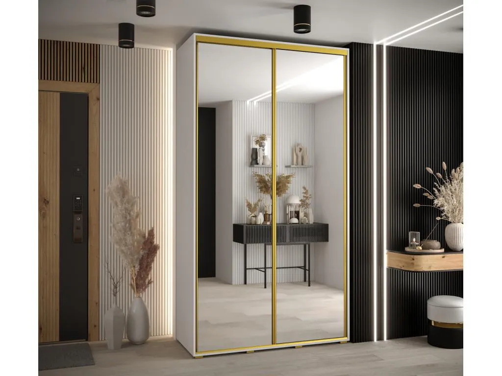 Armario Davos 2 corredero elegante 235,2x140x45 cm 2 puertas blanco/oro mnj2866722