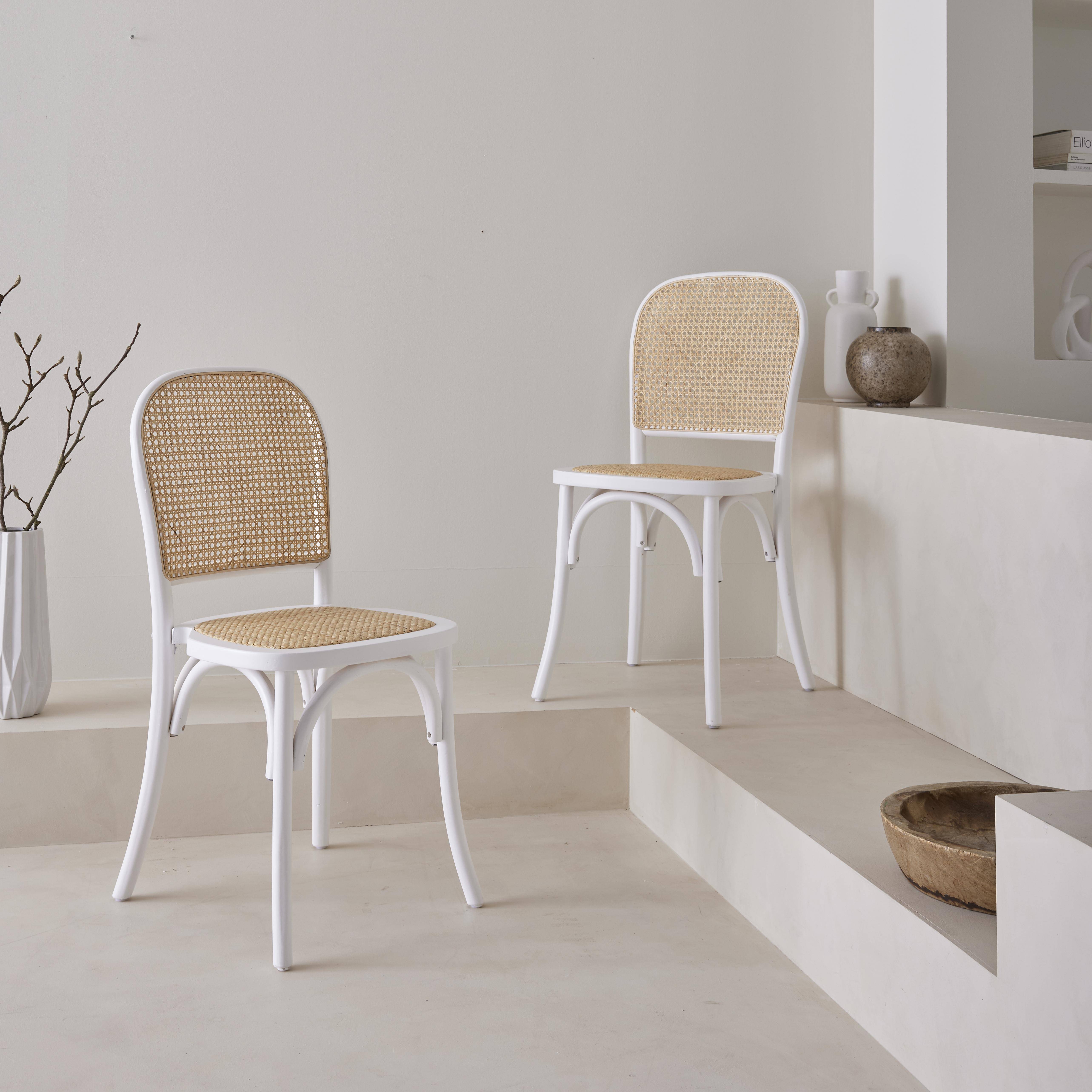 Montparnasse - Silla vintage de madera y ratán, set de 2