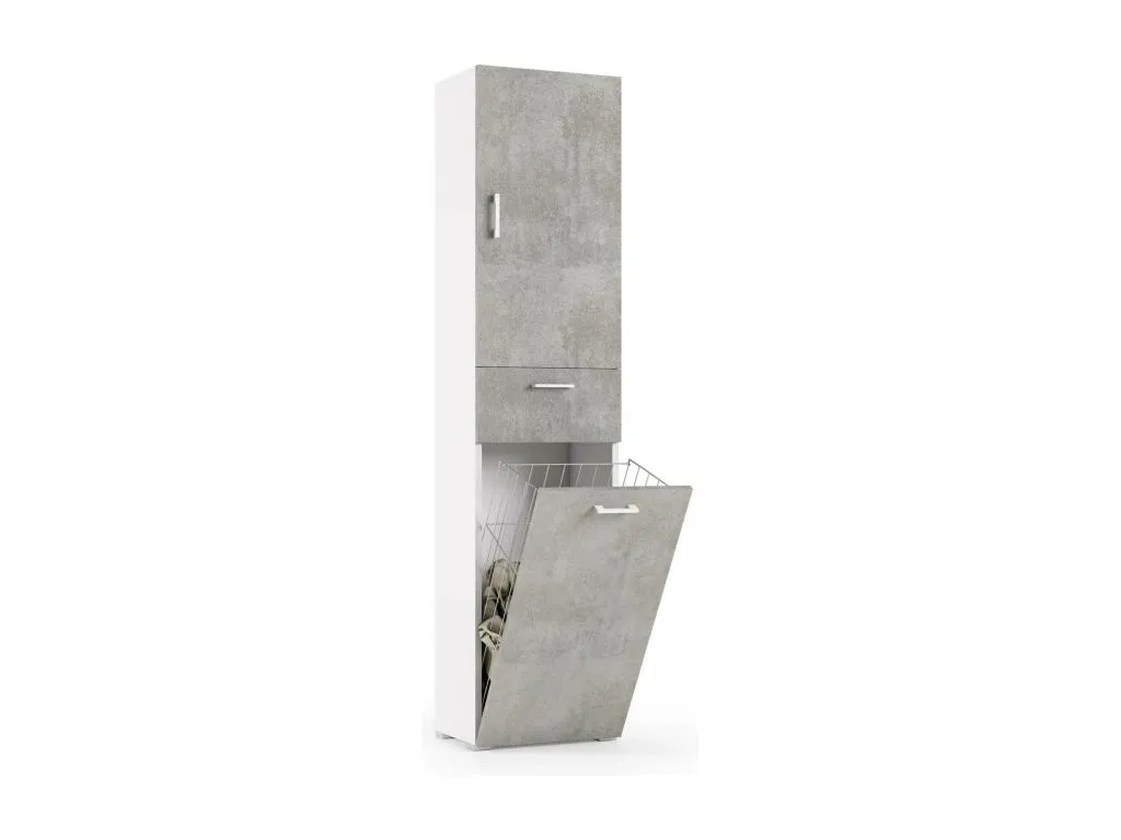 Armario multiusos Decounico Mueble para lavandería lineal con 2 puertas Columna de baño con cesto para la ropa Made in Italy 45x32h195
