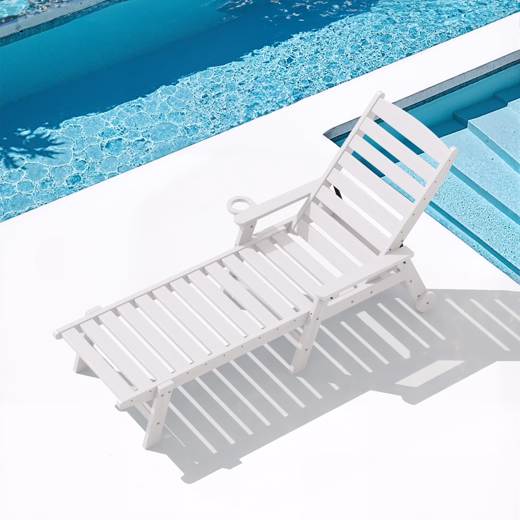 SERWALL Patio Chaise Lounge Chair, 78'' HDPE Outdoor Lounge Chair 5 Positions Pool Lounger Navy Blue - Image 12