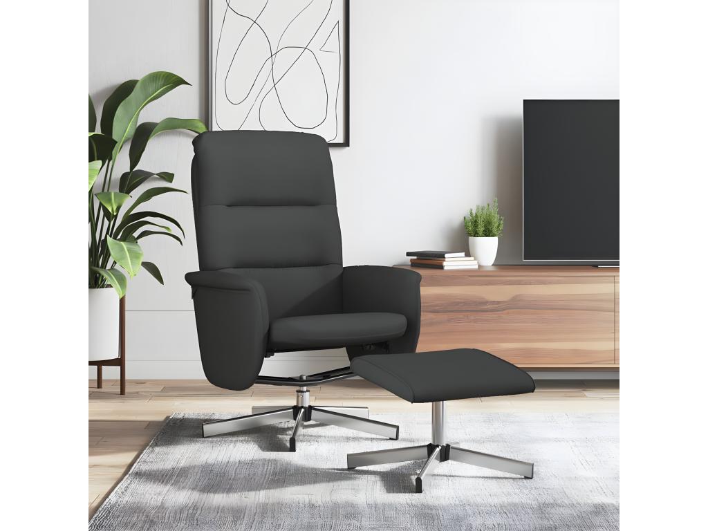 Sillón reclinable con reposapiés de tela negra