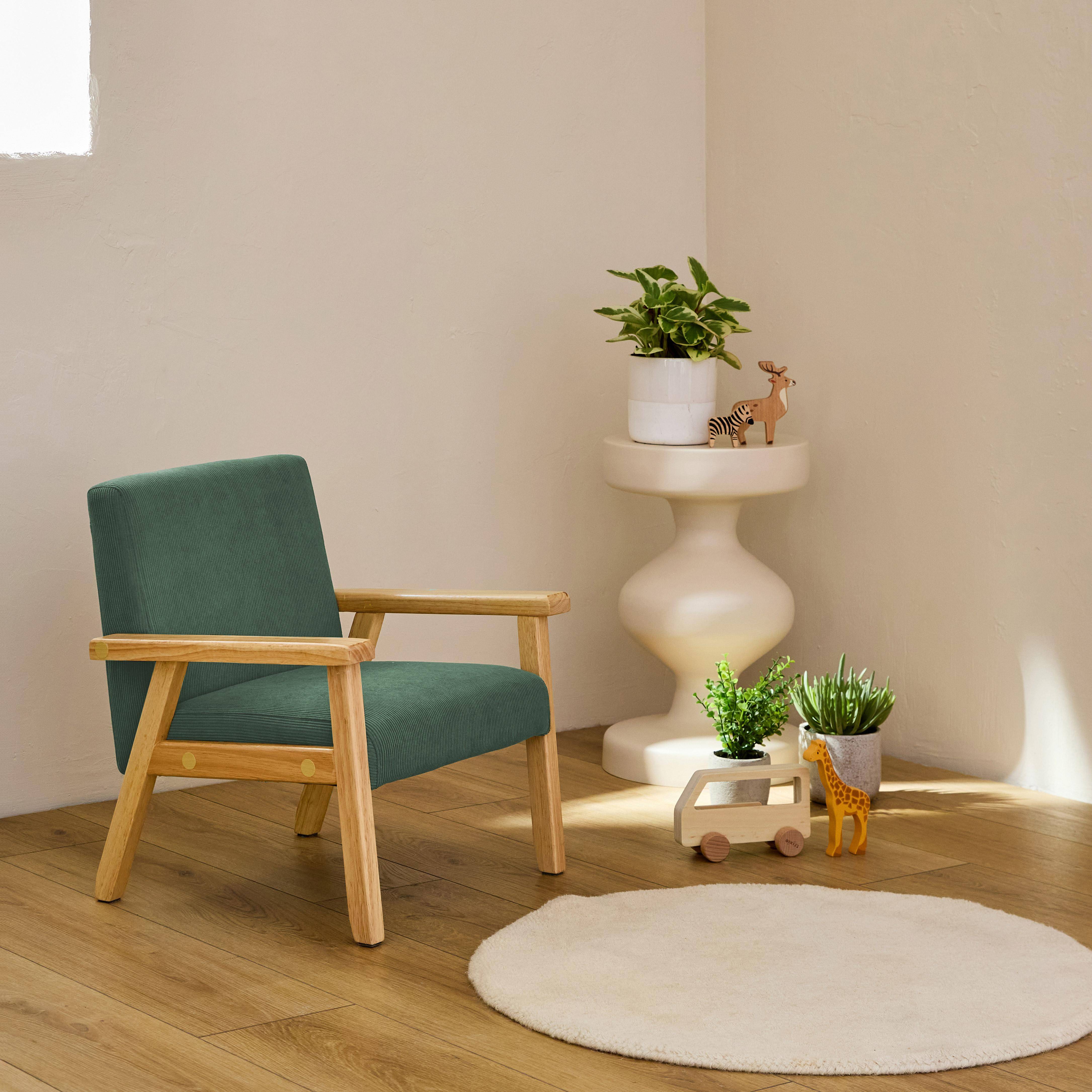 Isak kids - Sillón infantil escandinavo de pana y madera de caucho