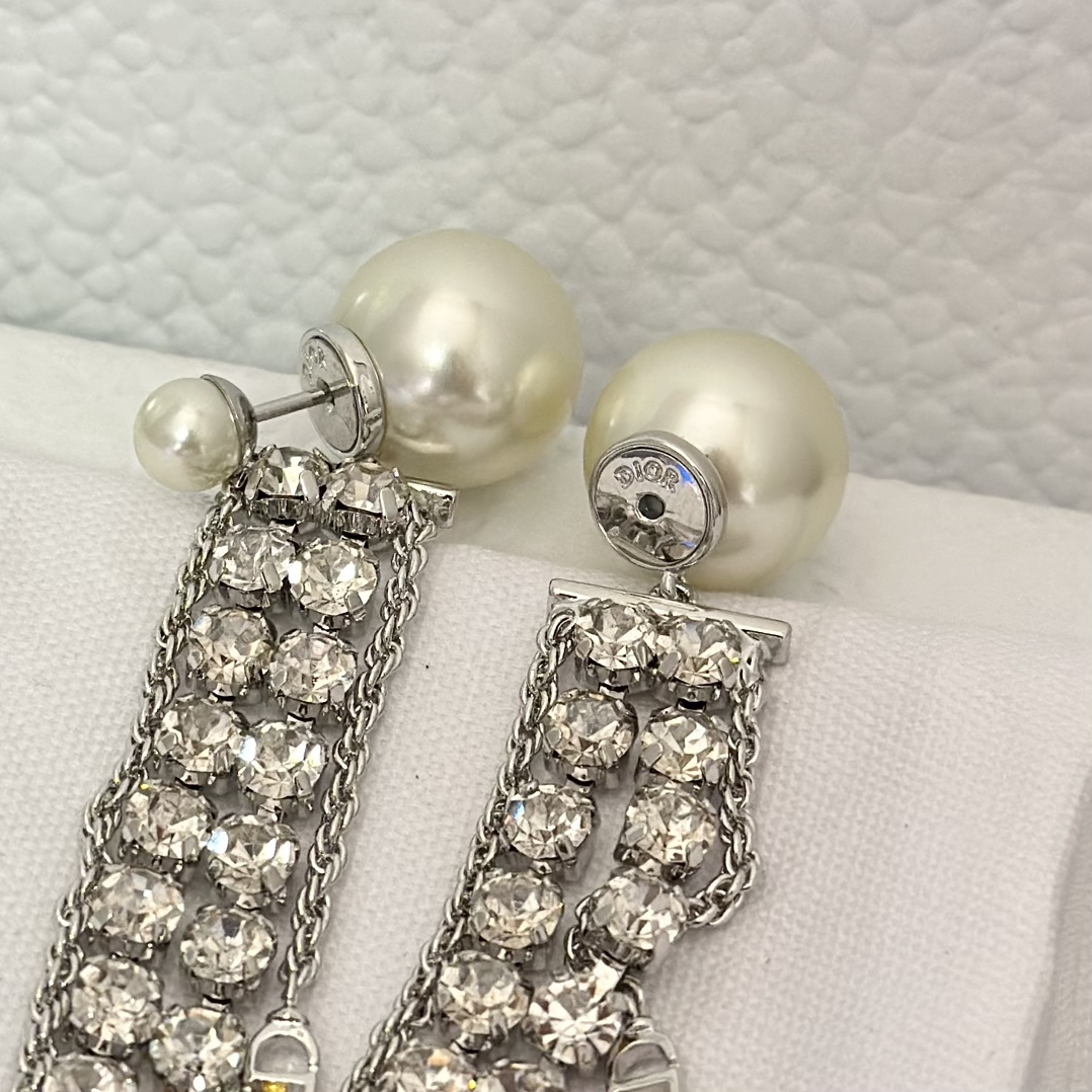 Dior Rhinestone Tassel Earrings - Original Replica Club