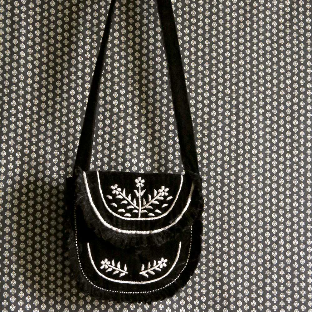 Suranné - Sac avec pince - Noir Velour