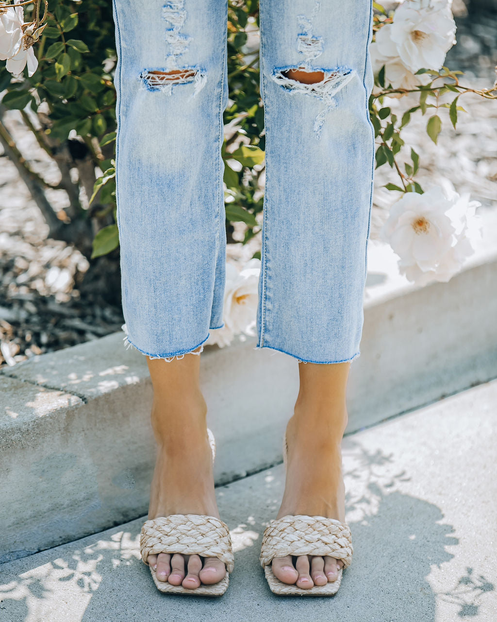 Nova Square Toe Heeled Raffia Mule - Natural - FINAL SALE - Se7enfashion