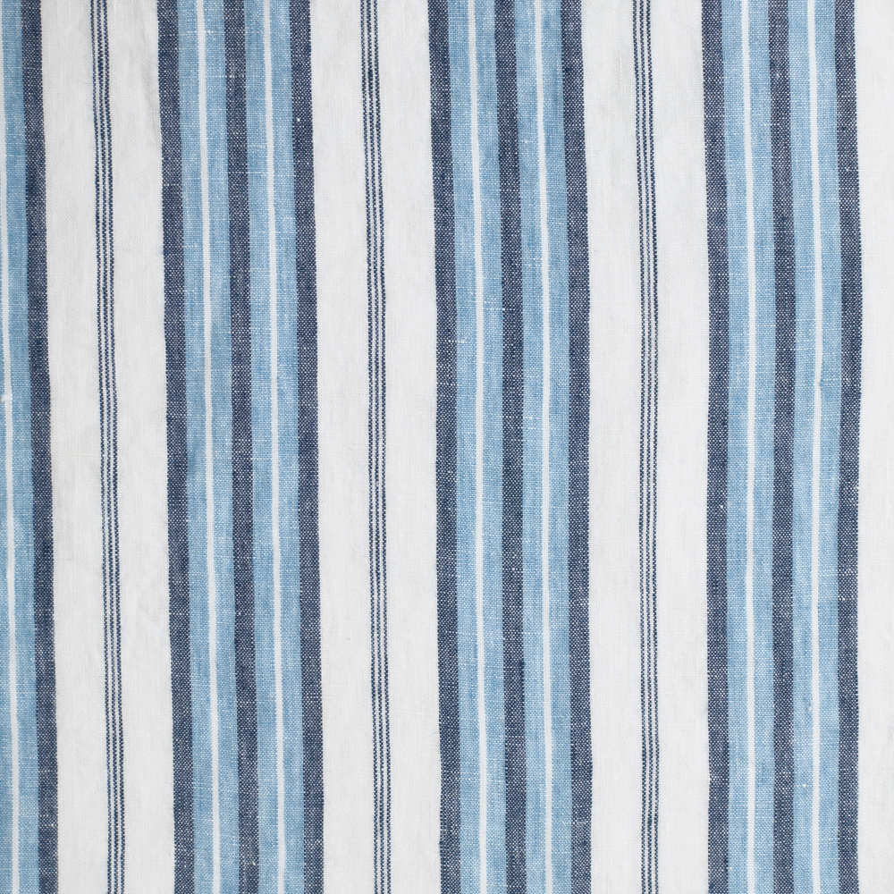 Serviette de table en lin lavé - Rayures Palette Bleu Primaire